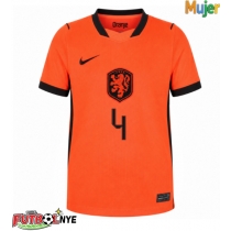 Camiseta Países Bajos Virgil van Dijk #4 Primera Equipación para mujer Mundial 2026 manga corta